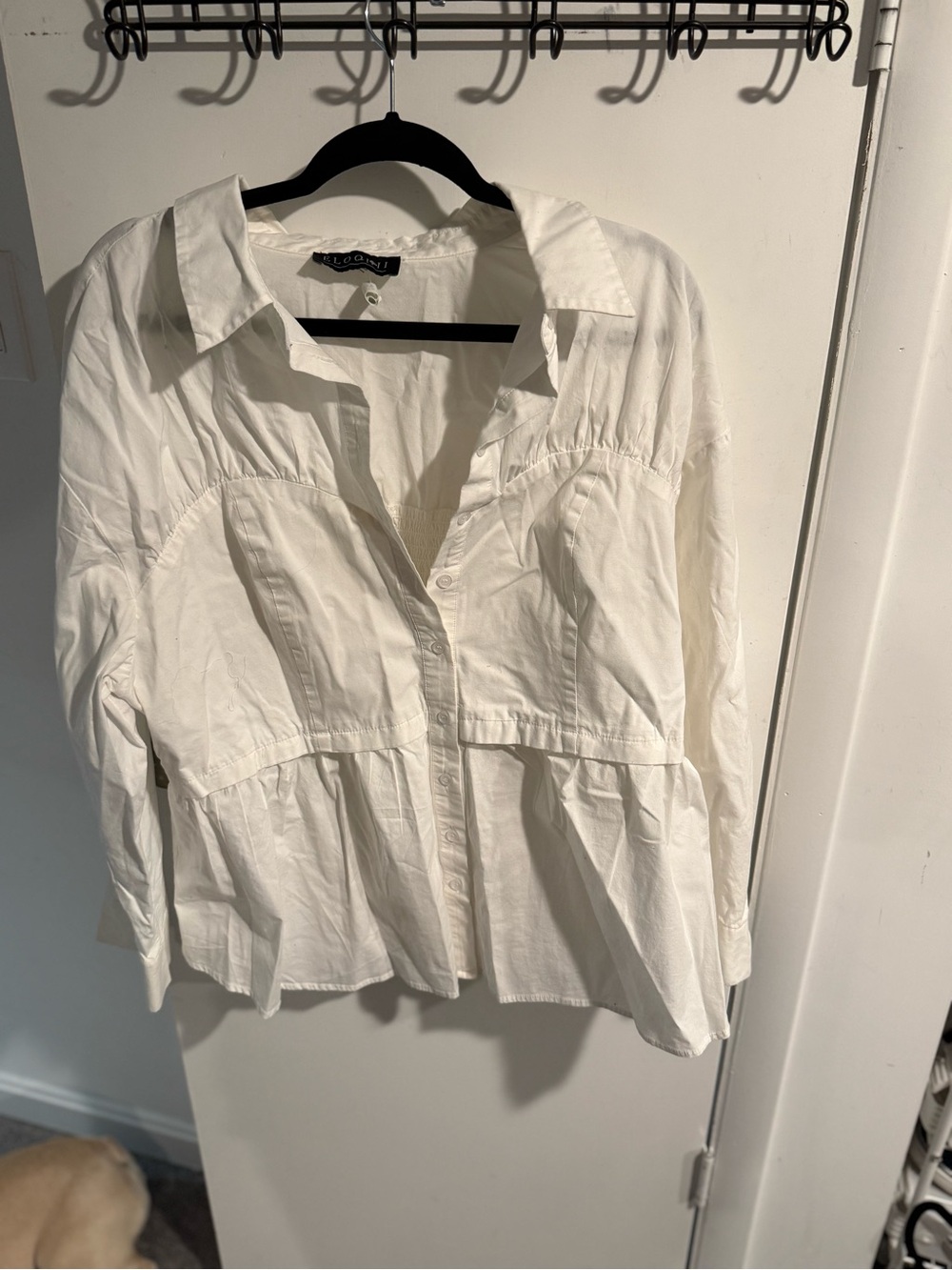 Eloquii size 16 Button-Front corset Peplum white shirt